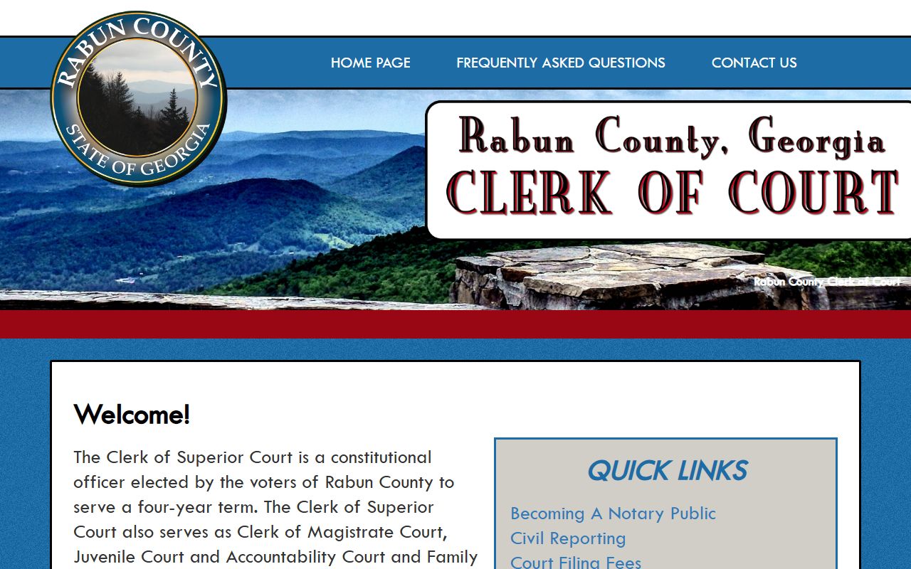 Rabun County Clerk of Superior Court records homepage