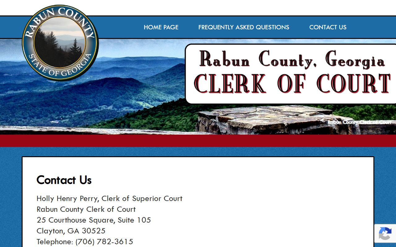 Rabun County Clerk of Superior Court contact records page