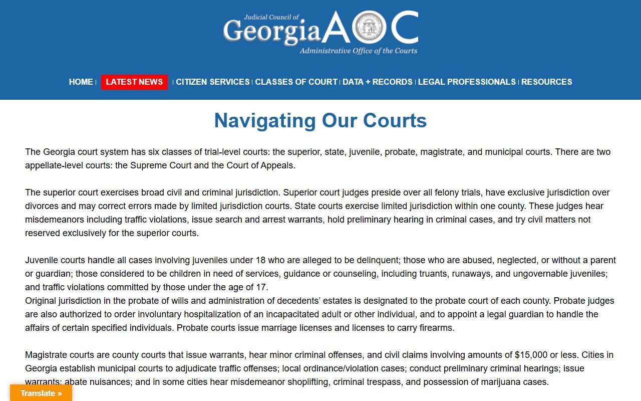 Rabun County court records Georgia court structure overview