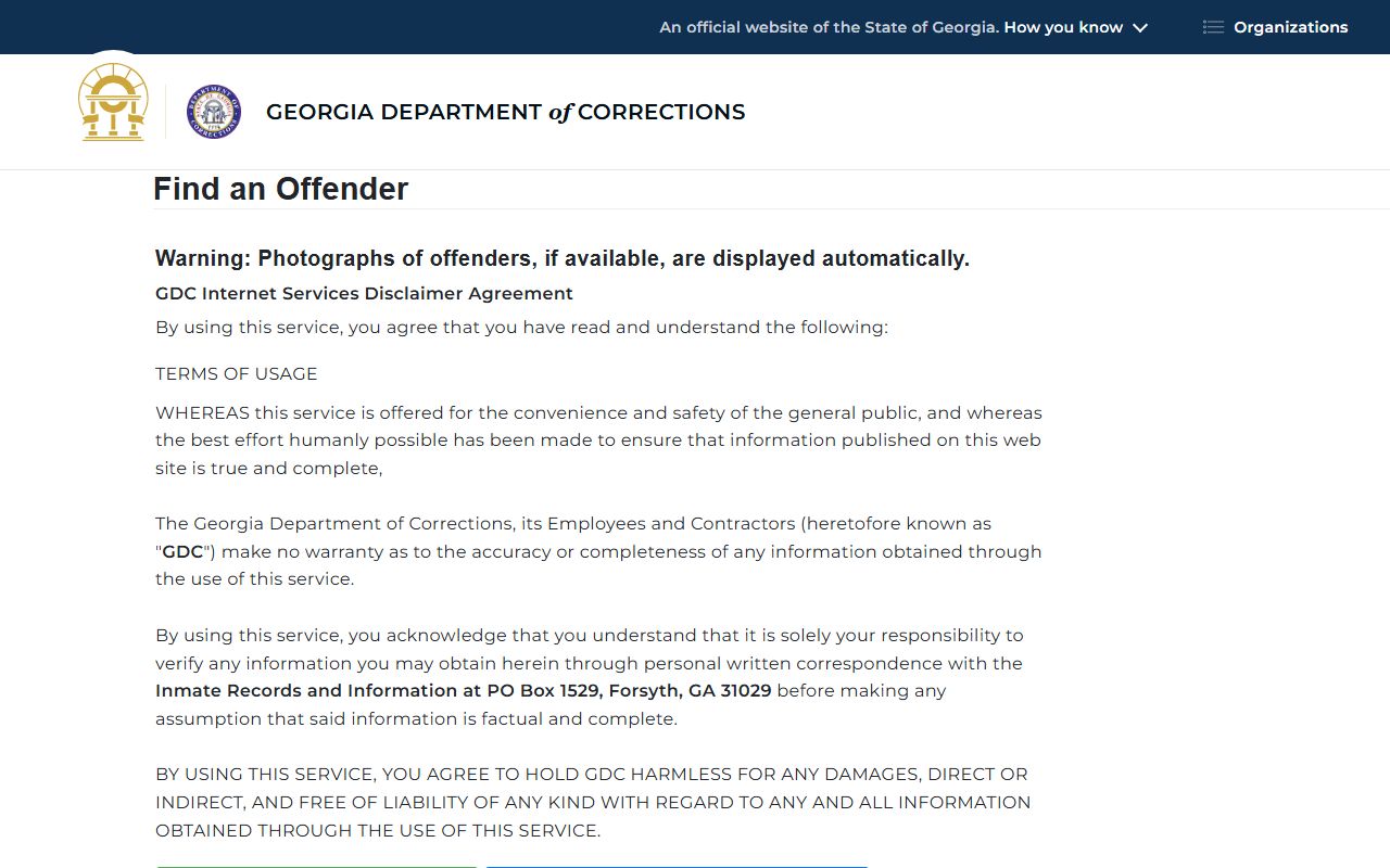 Rabun County inmate records Georgia Department of Corrections offender search
