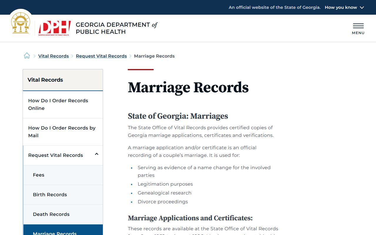 Rabun County marriage records Georgia DPH marriage records page