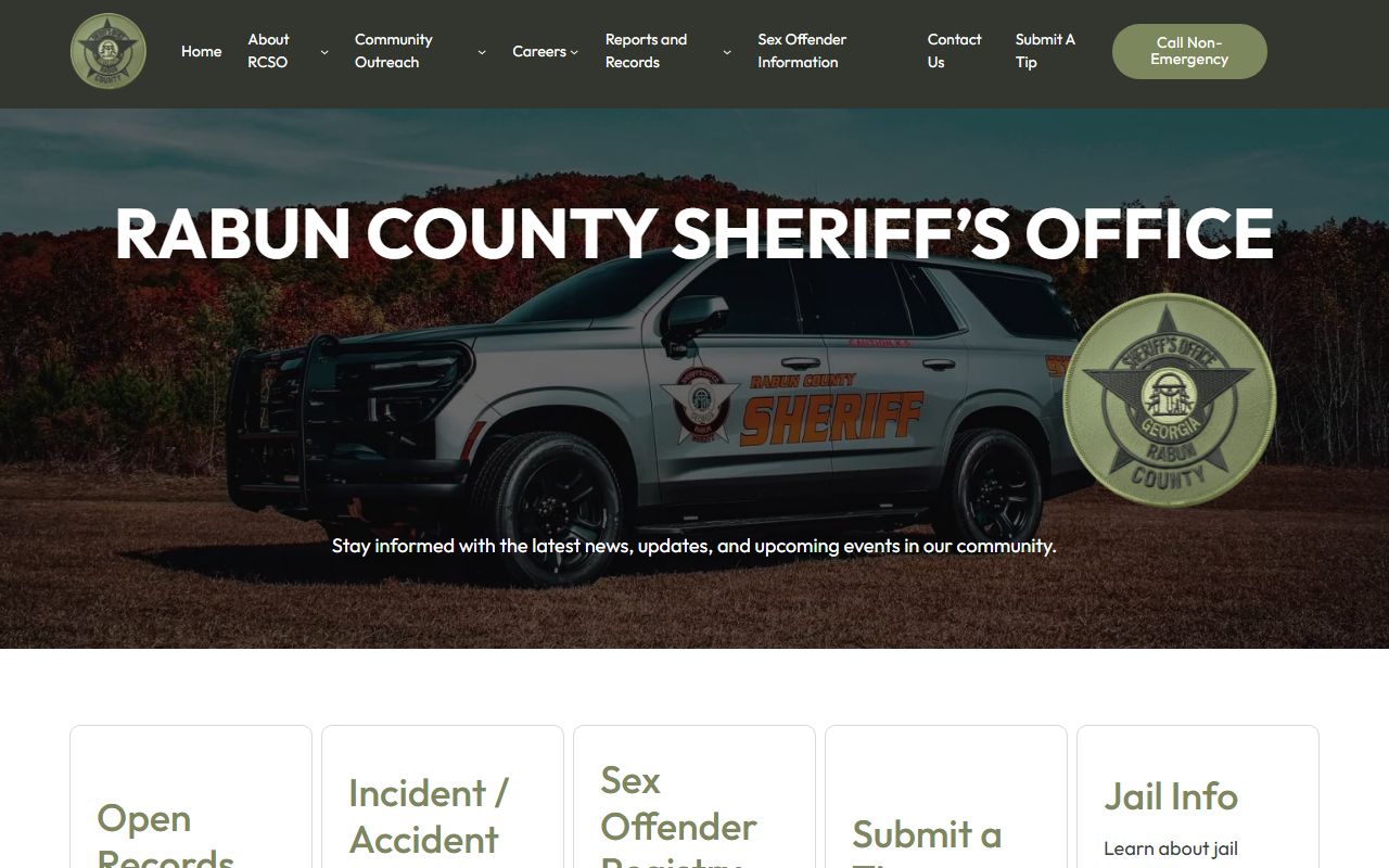 Rabun County warrant records sheriff office homepage