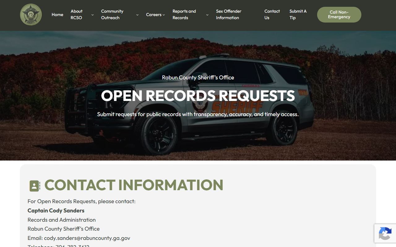 Rabun County warrant records open records request form