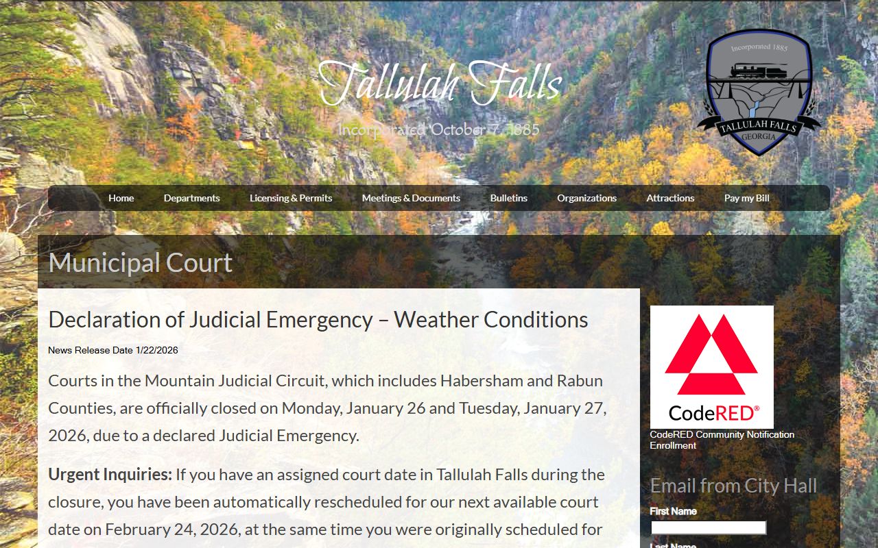 Rabun County traffic court records Tallulah Falls Municipal Court